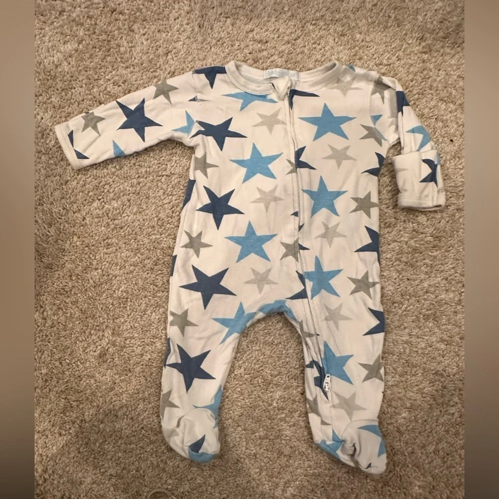 Blue and Gray Star Pattern Kids Footie